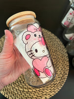 Bear Kitty Inspired Sublimation Glass cup