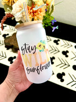 Stay Wild Sunflower Glass cup