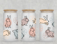 Boho Pastel Bunnies Glass cup