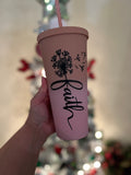 Faith Pink Ombré tumbler | 24oz tumbler | Soft Pink Matte Double walled